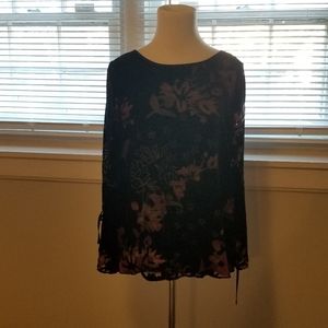 Velvet cut out black and burgundy top